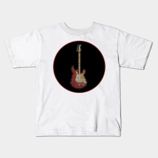 Tiled Pixel 1965 Lenny Guitar in a Black Circle Kids T-Shirt